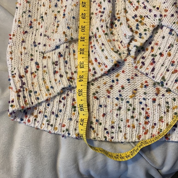 Blakeley size small oversized long open front cardigan confetti rainbow pom pom - Picture 7 of 7